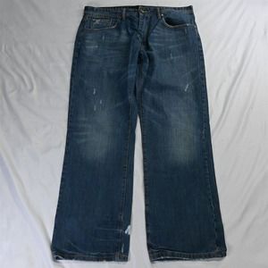 Vigoss 36 x 32 Boot Cut Flap Pocket Medium Wash Distressed‎ Denim Jeans